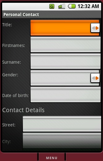 Mobile Address Book 'Add Personal Contact' screen